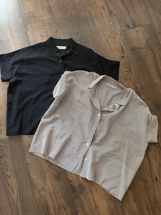 Everlane Tops - Everlane Silk Boxy Tee 00 Black Stripe Set of 2